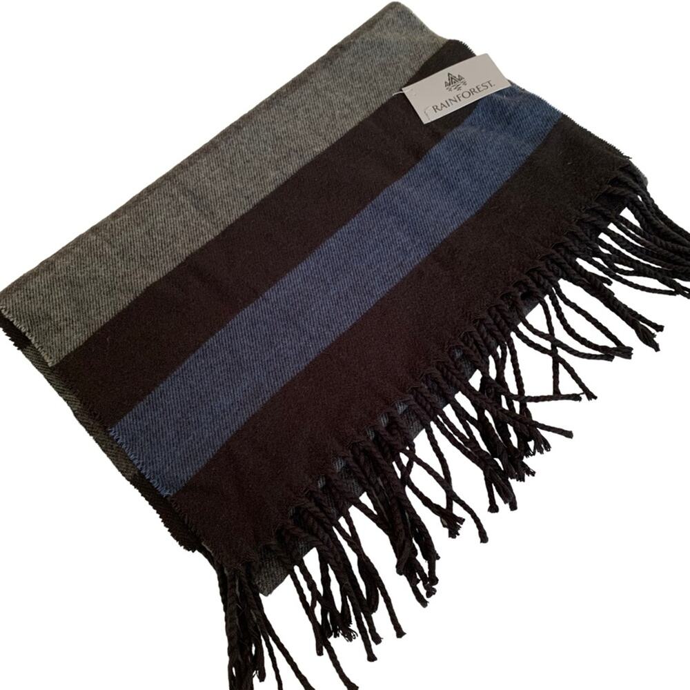 Rainforest Charcoal Navy Wide Stripe Scarf NWT